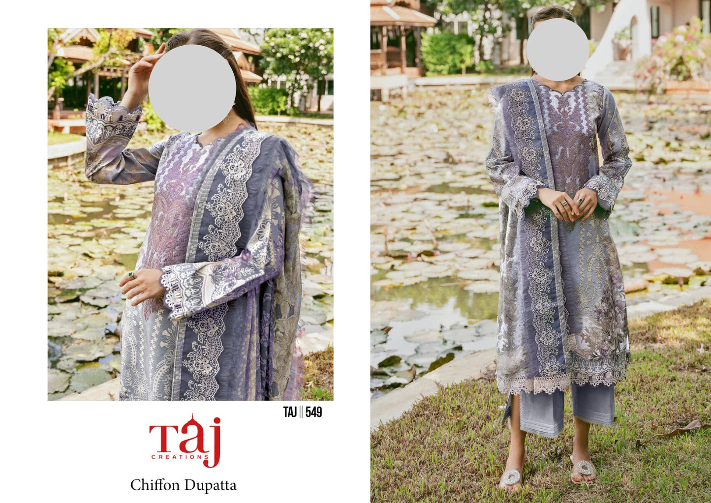 Grey Pakistani Patch Work Dress Material