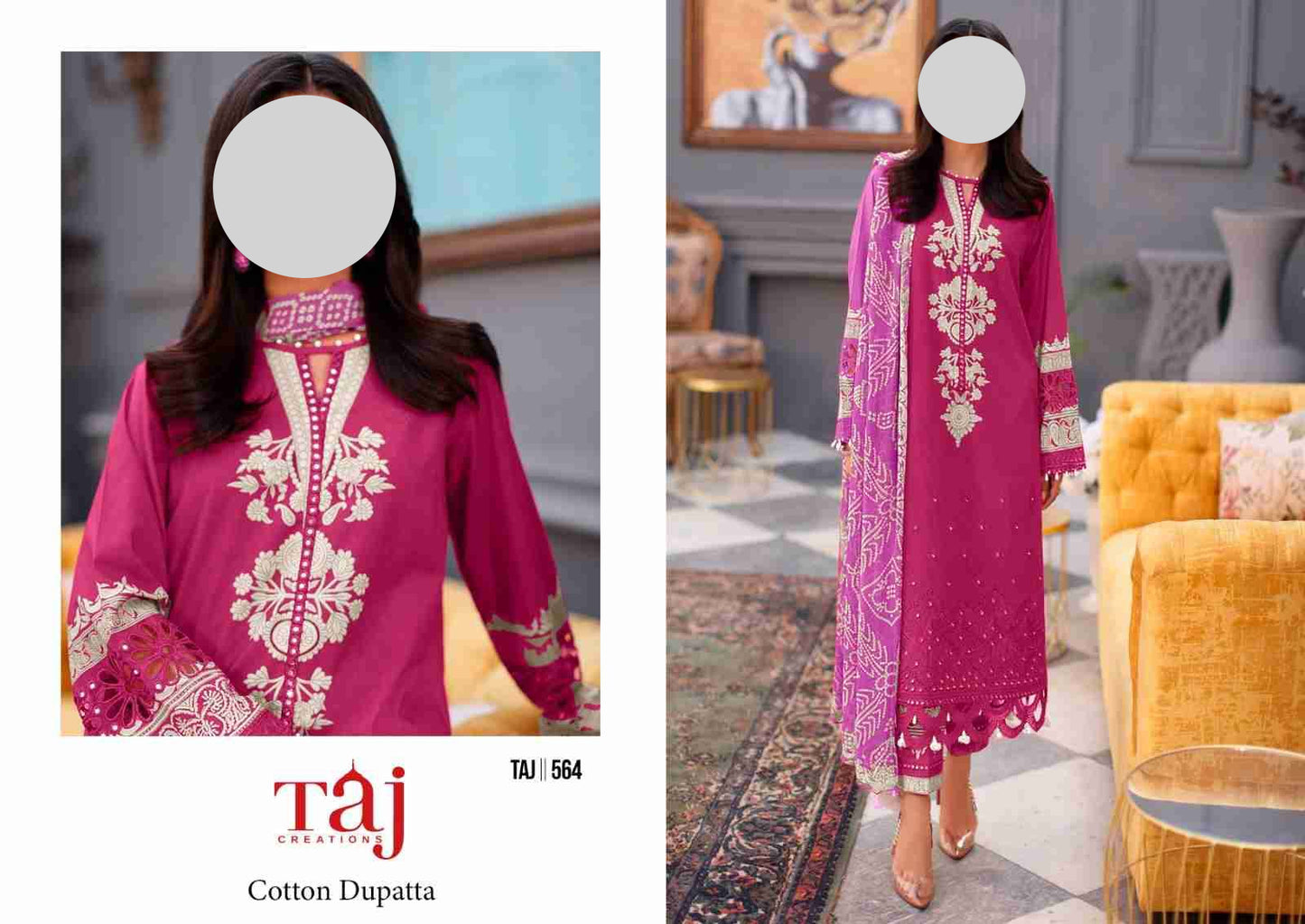 Pink Pakistani Patch Work Dress Material