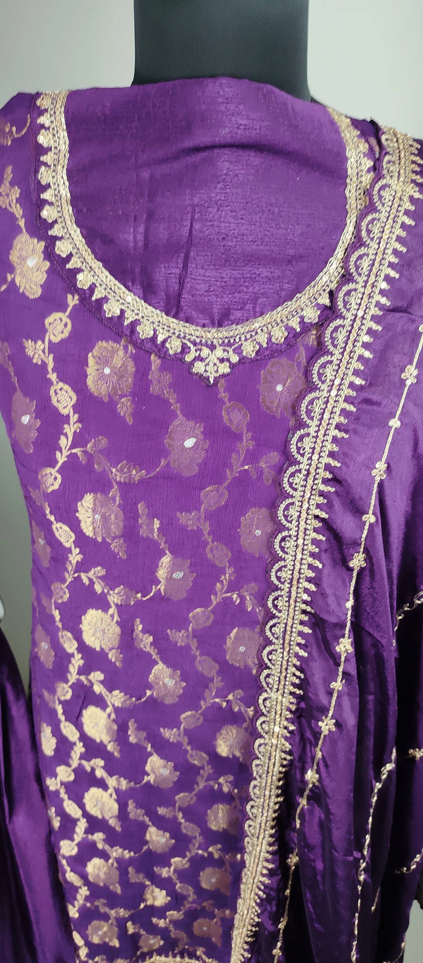Violet Chinon Jacquard Heavy Designer Party Wear Suit