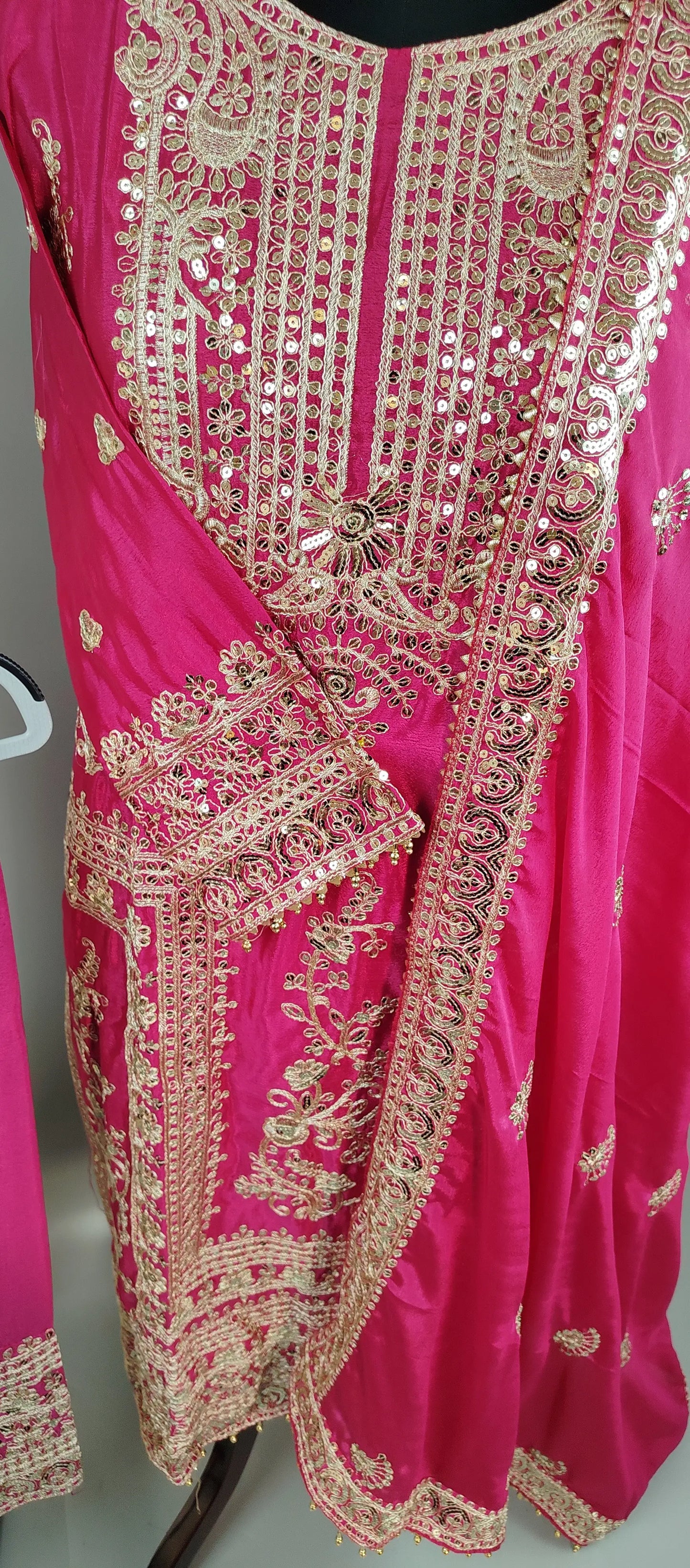 Pink Chinon Pakistani Designer Party Wear Suit