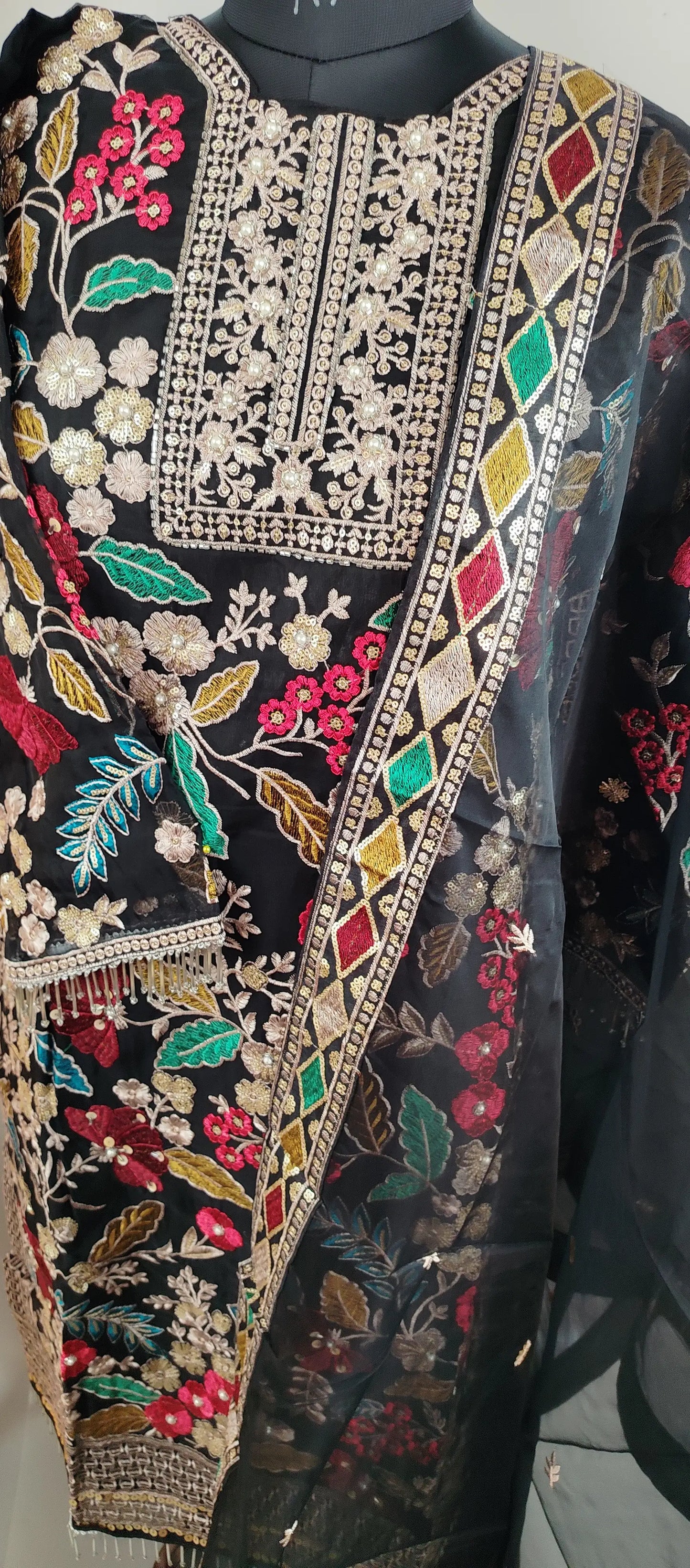 Black Organza Pakistani Designer Party Wear Suit
