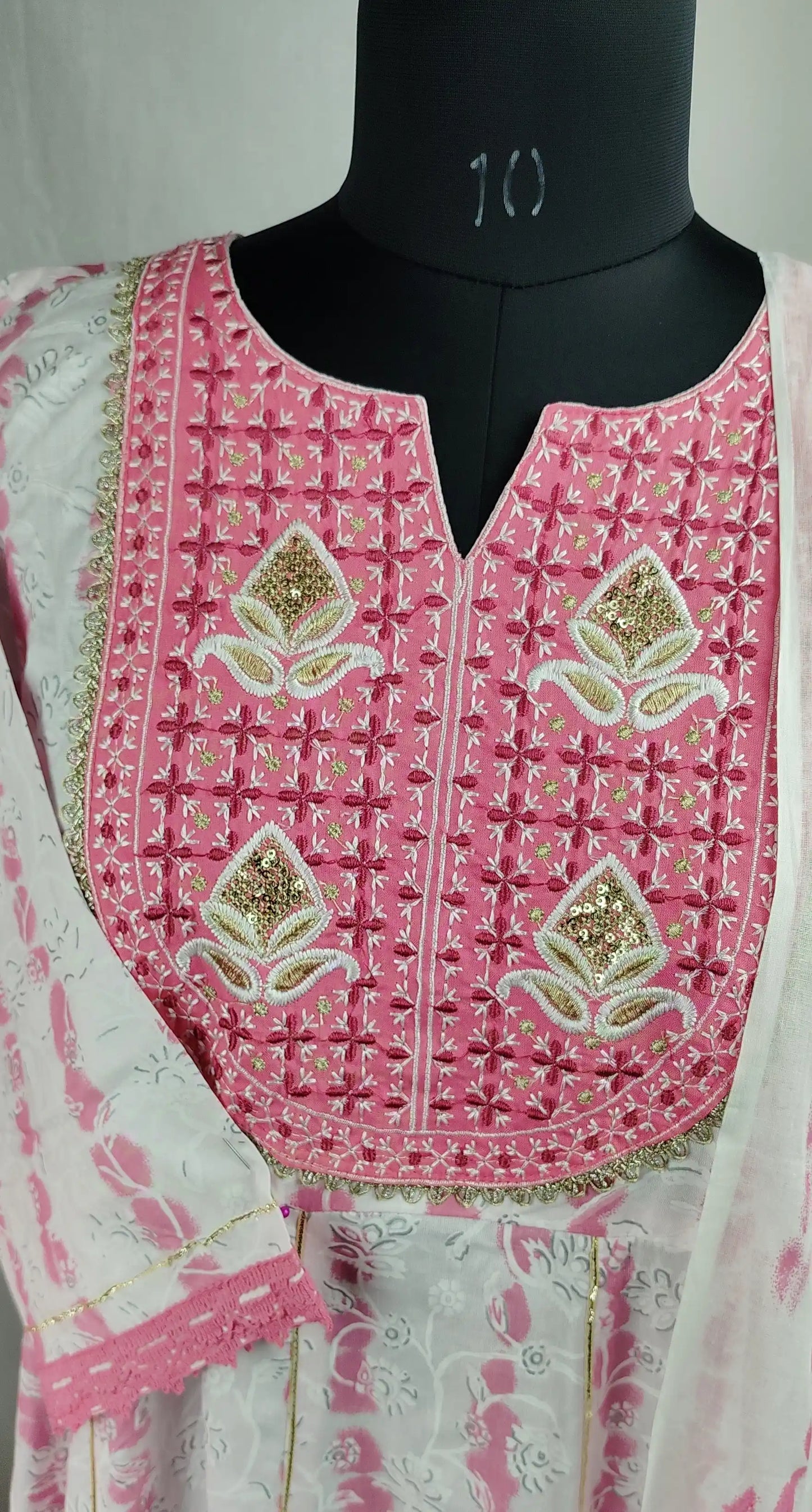 White Embroidered Casual Wear Frock