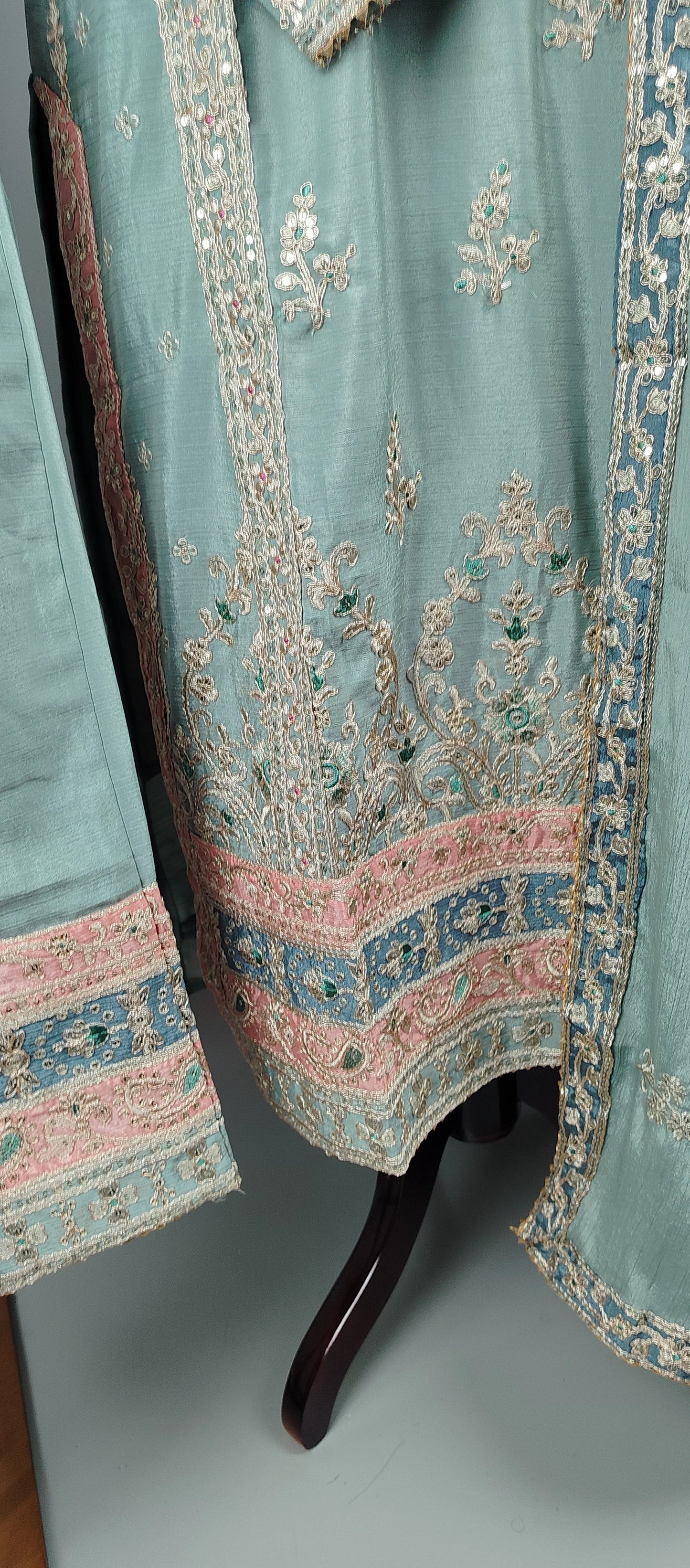 Pista Green Simar Silk Party Wear Designer Suit