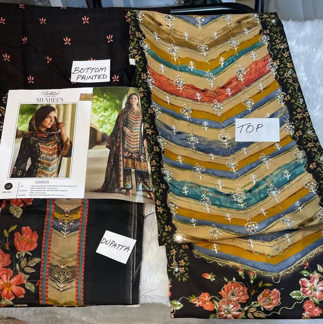 Black Rajwadi Pure Muslin Mirror Work Suit