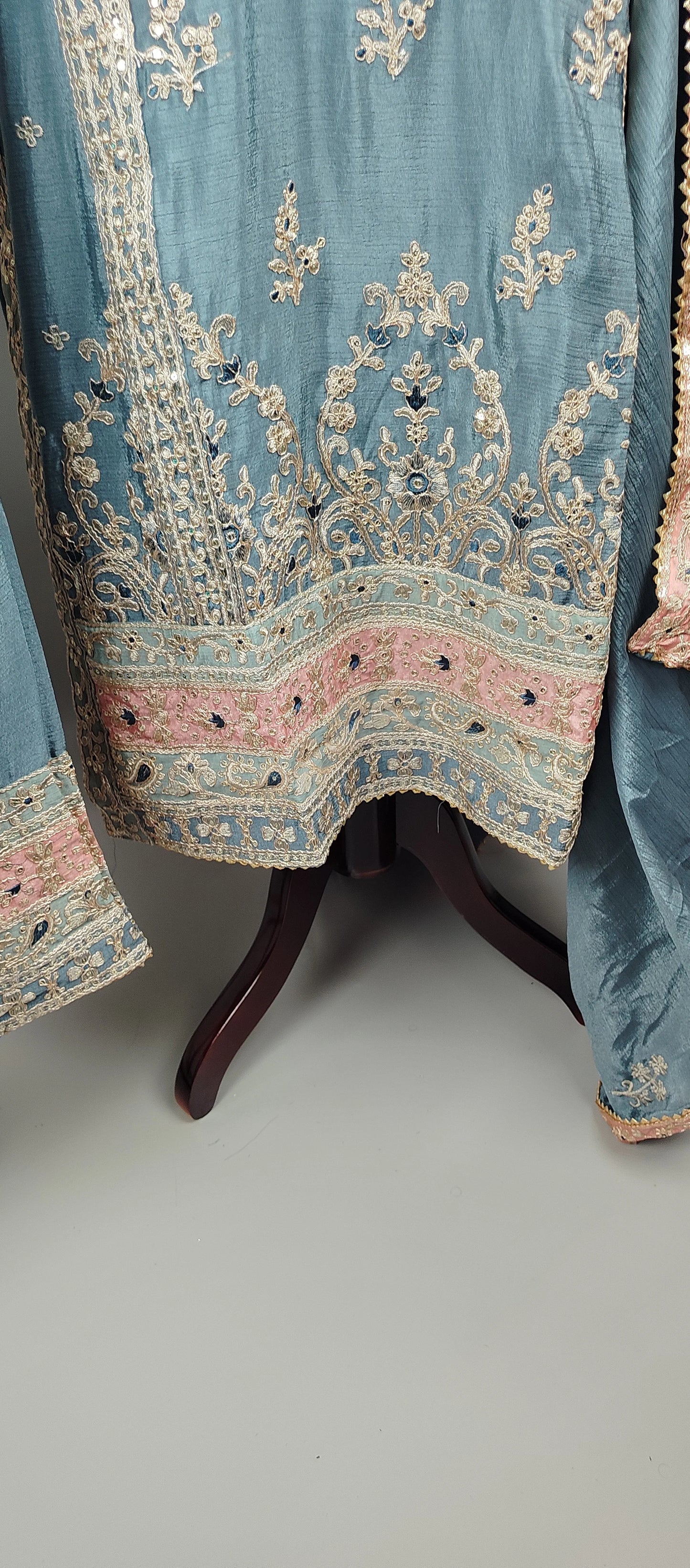 Sky Blue Simar Silk Party Wear Designer Suit