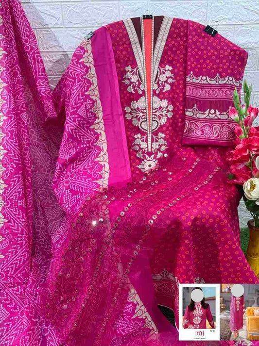 Pink Pakistani Patch Work Dress Material