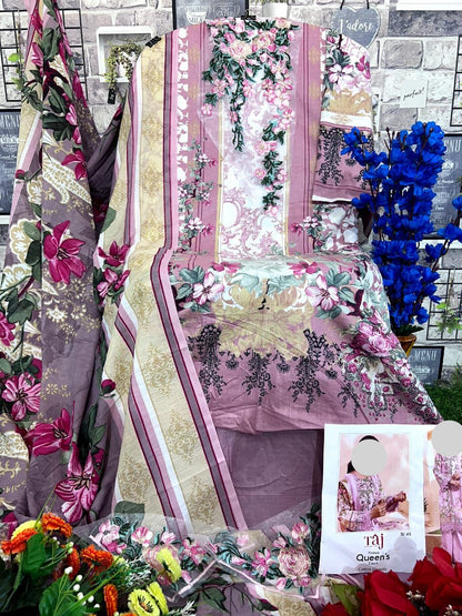 Pink Pakistani Patch Work Dress Material