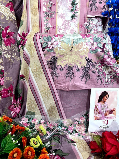 Pink Pakistani Patch Work Dress Material