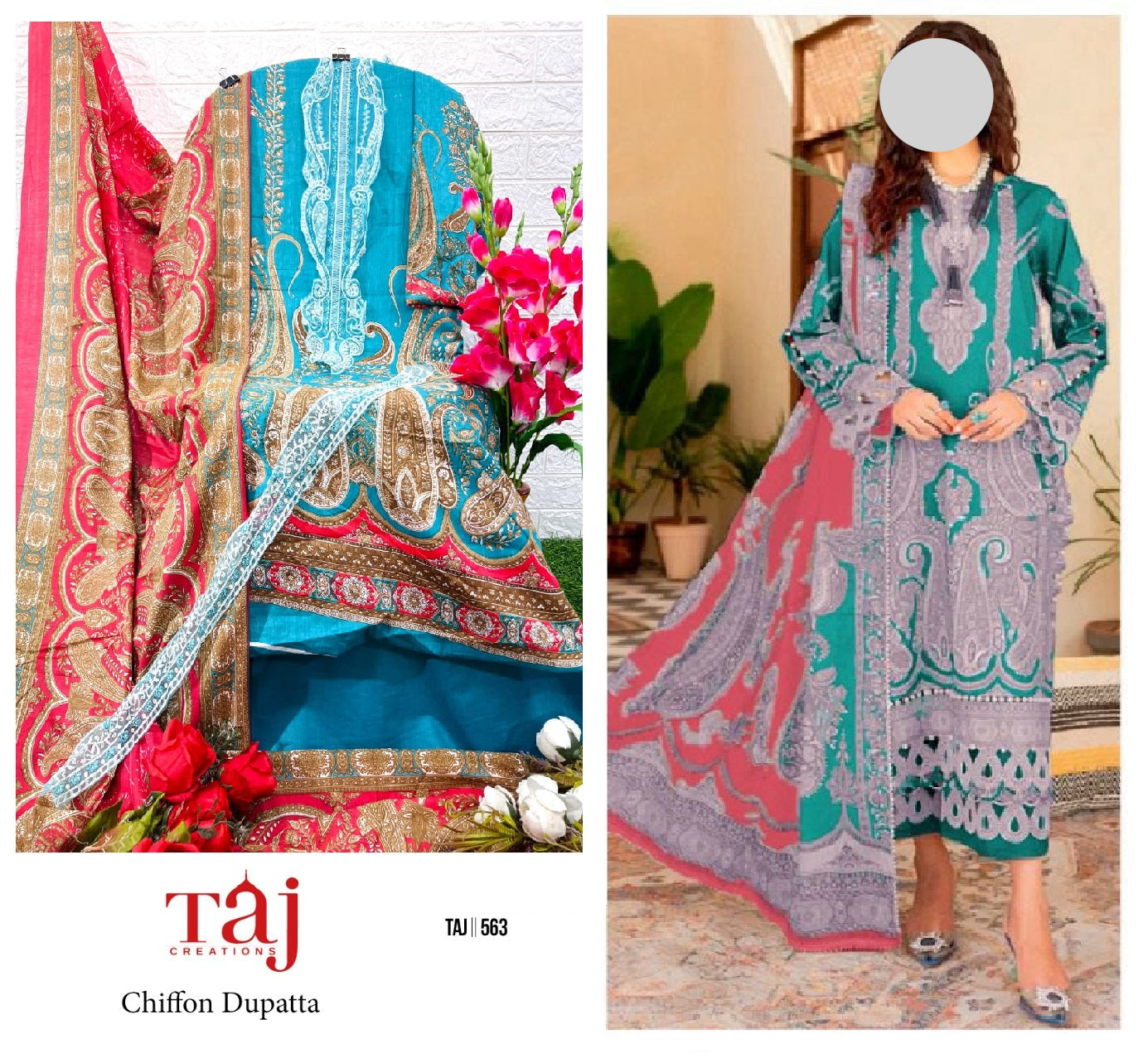 Blue Pakistani Patch Work Dress Material