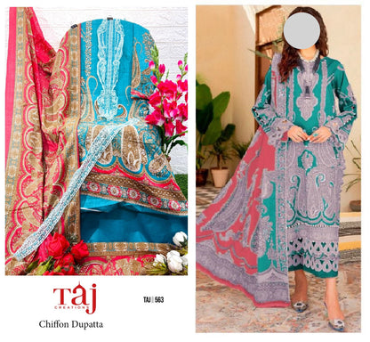 Blue Pakistani Patch Work Dress Material
