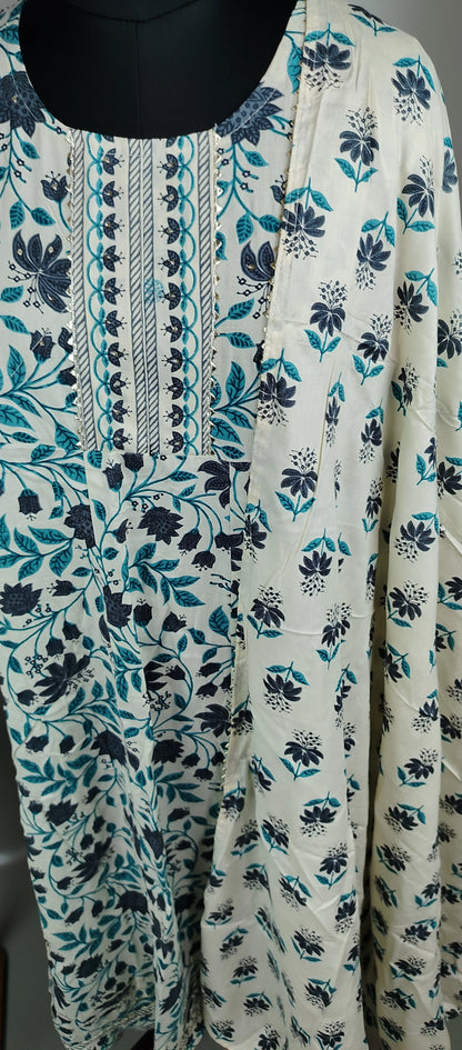 Green Rayon Cotton Frock