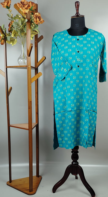 Blue Rayon Cotton Kurti