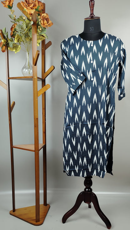 Gray Rayon Cotton Kurti