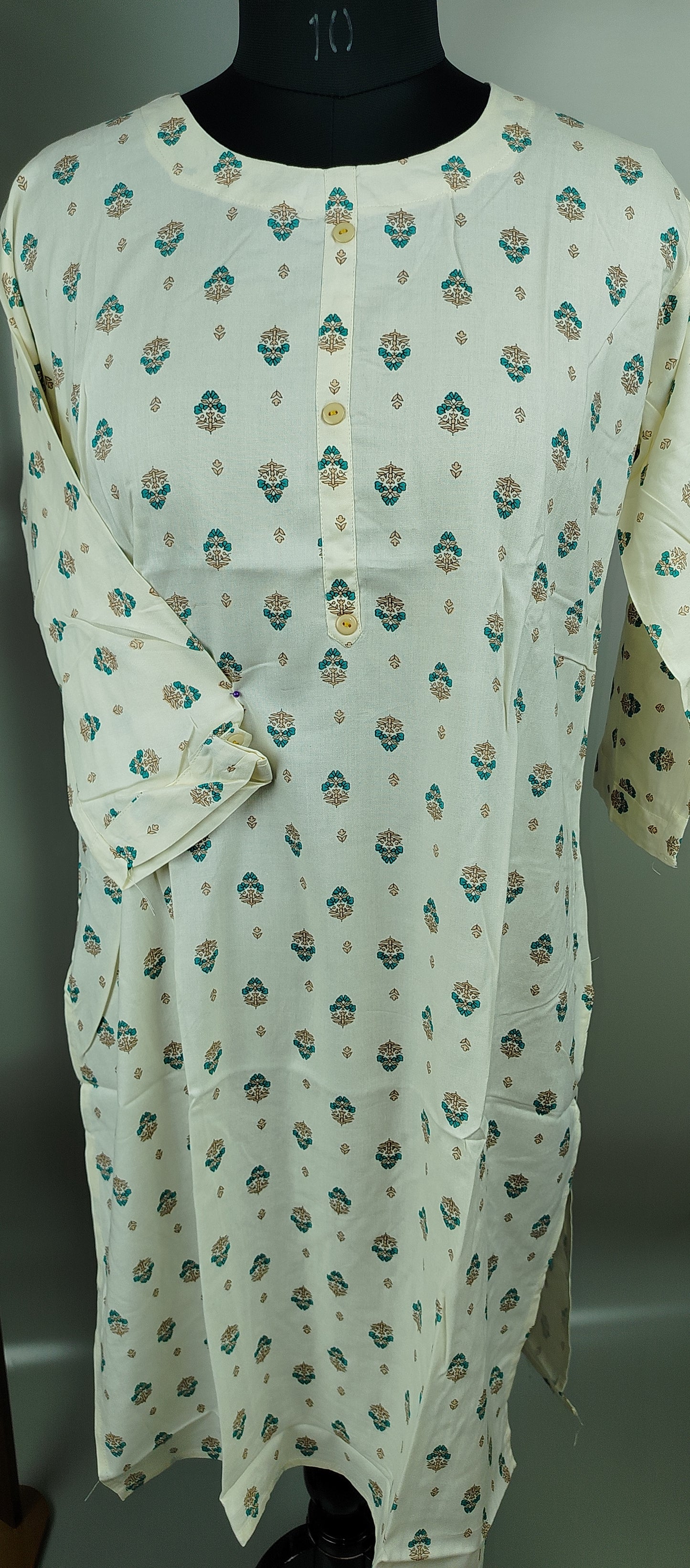 White Rayon Cotton Kurti