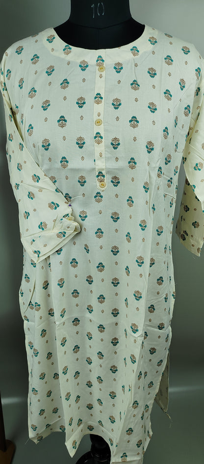 White Rayon Cotton Kurti