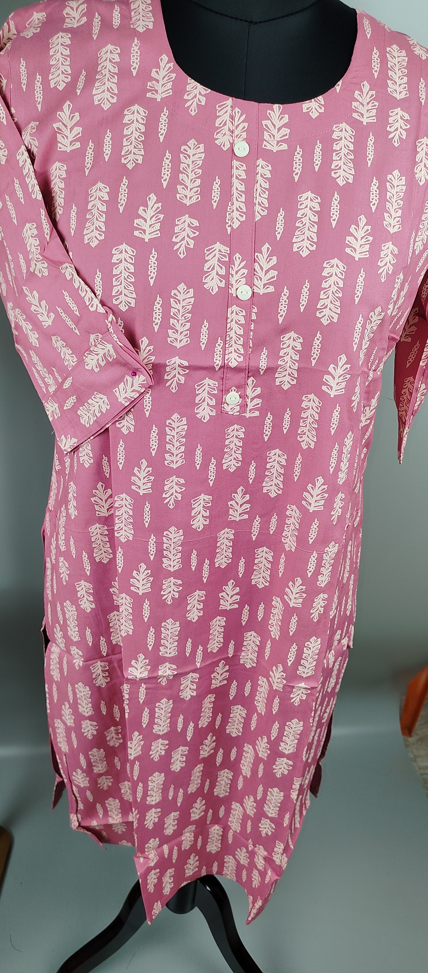 Pink Rayon Cotton Kurti