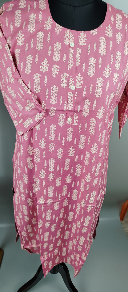 Pink Rayon Cotton Kurti