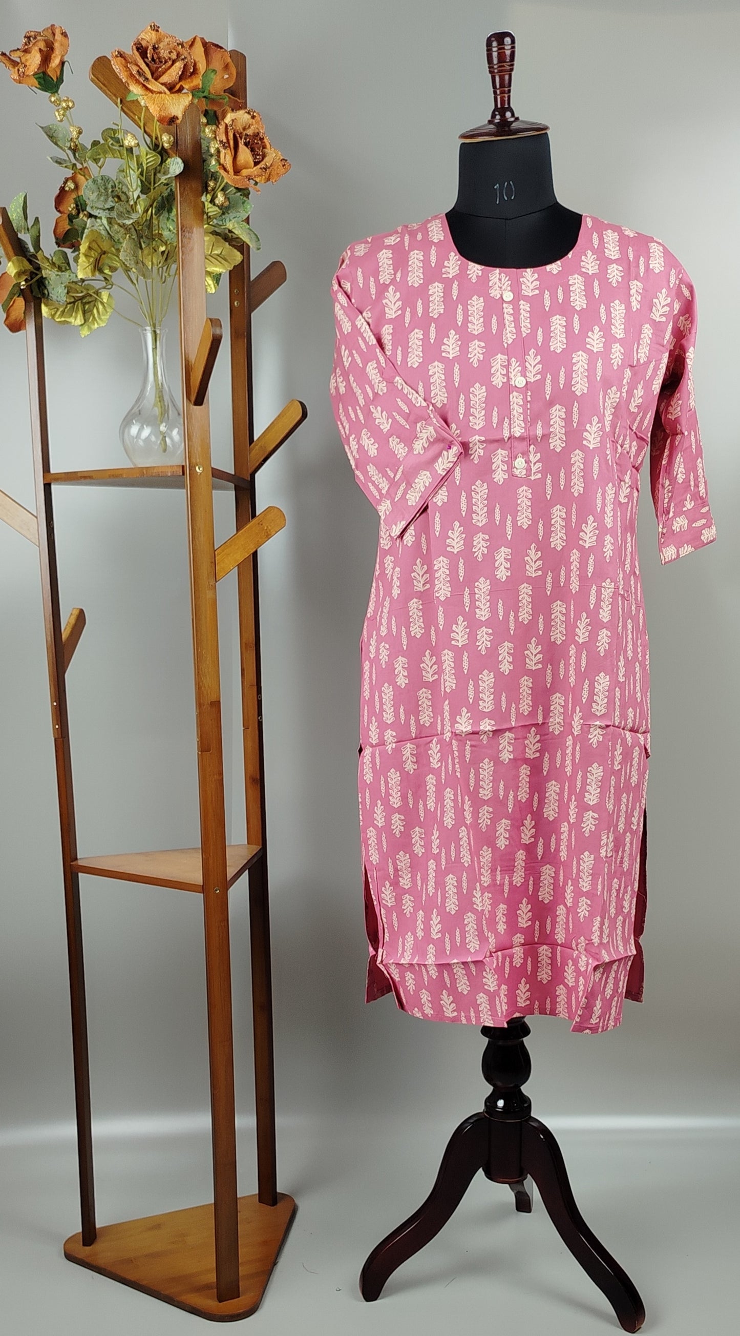 Pink Rayon Cotton Kurti