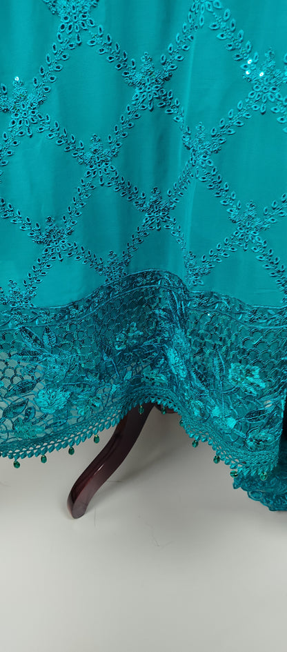 Peacock Green Georgette Heavy Work Designer Party Wear Suit