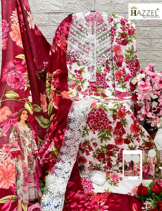 Red Pakistani Patch Work Dress Material
