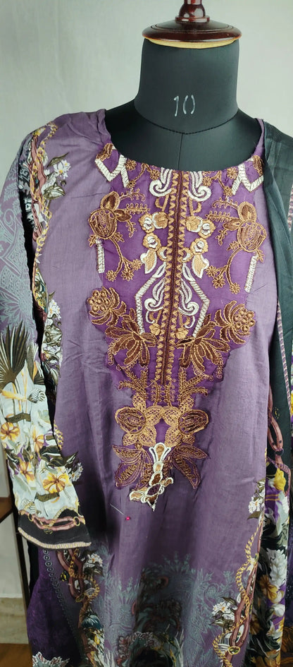 Purple Pakistani Embroidered Casual Wear