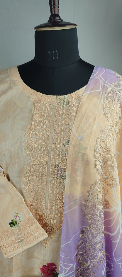 Peach Pakistani Embroidered Casual Wear