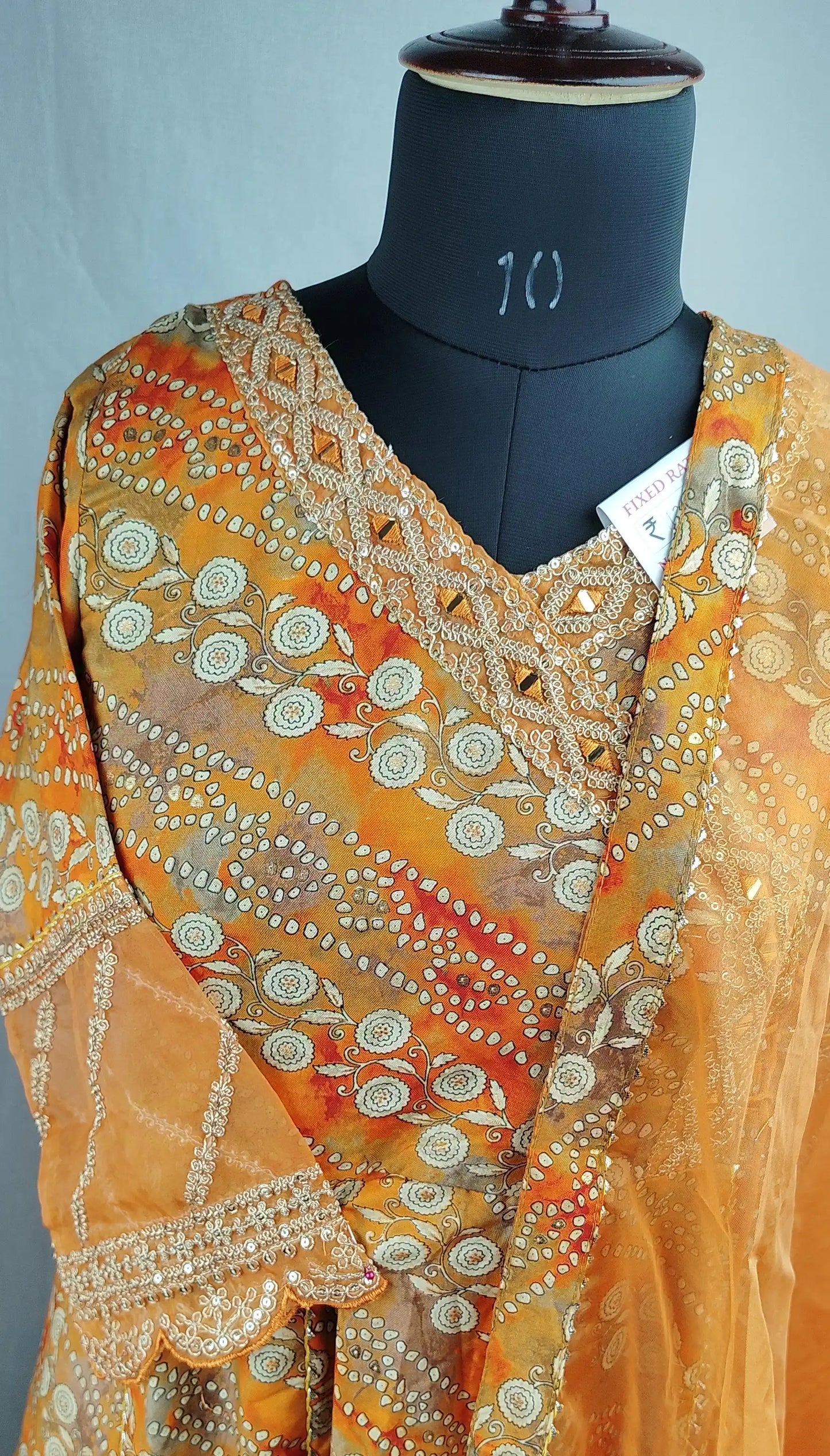 Orange Pakistani Semi Party Wear Suit