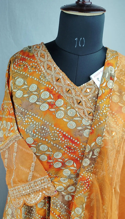 Orange Pakistani Semi Party Wear Suit