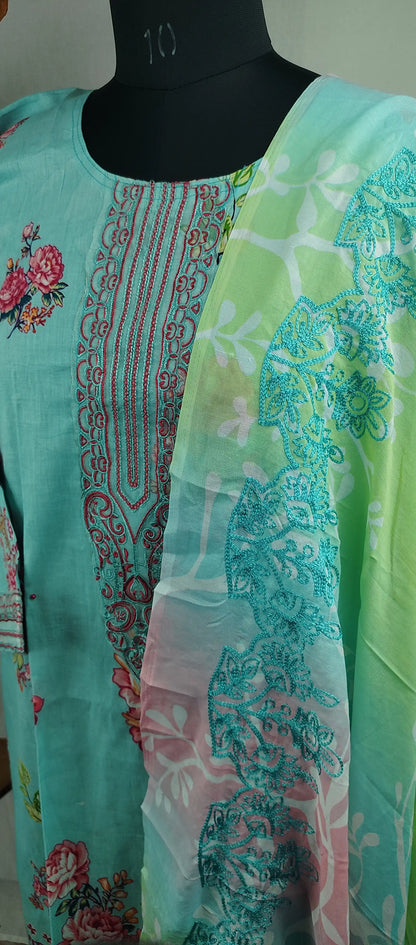 Blue Pakistani Embroidered Casual Wear