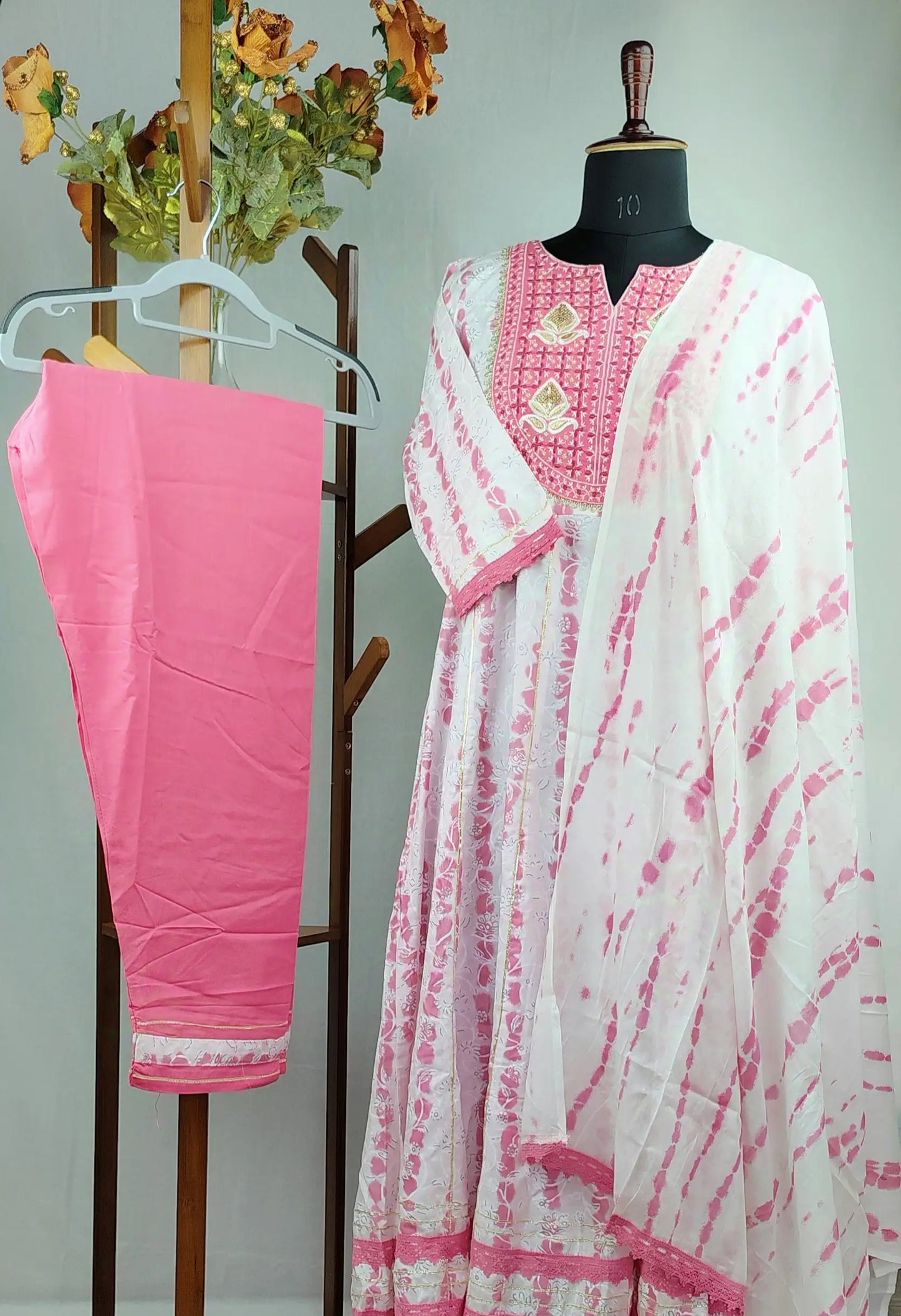 White  Embroidered Casual Wear Frock