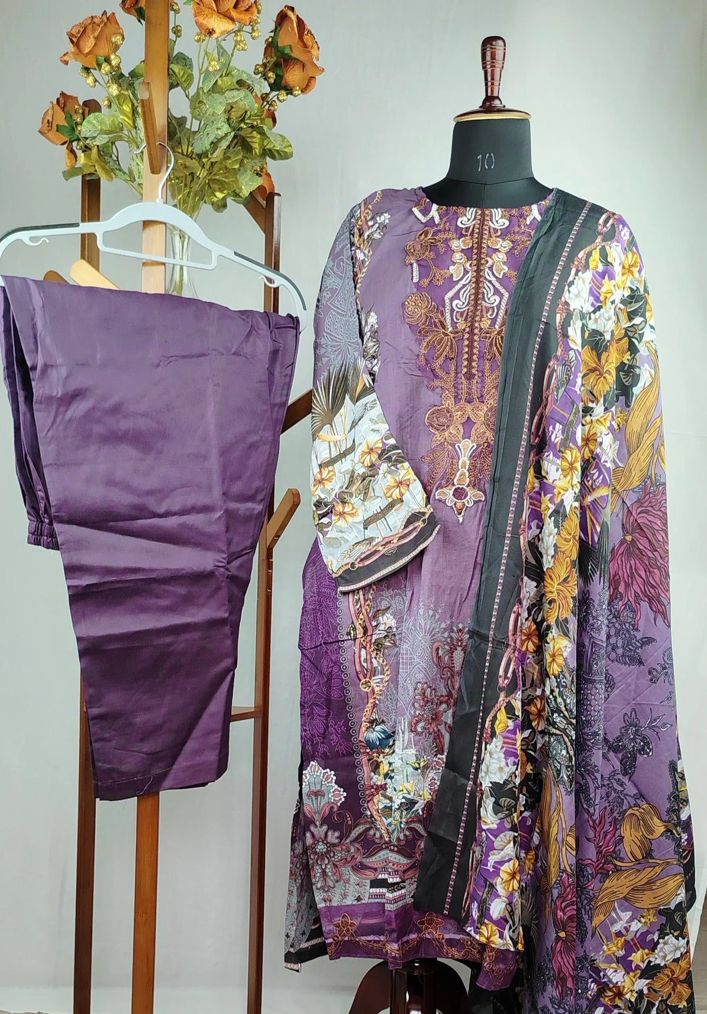 Purple Pakistani Embroidered Casual Wear