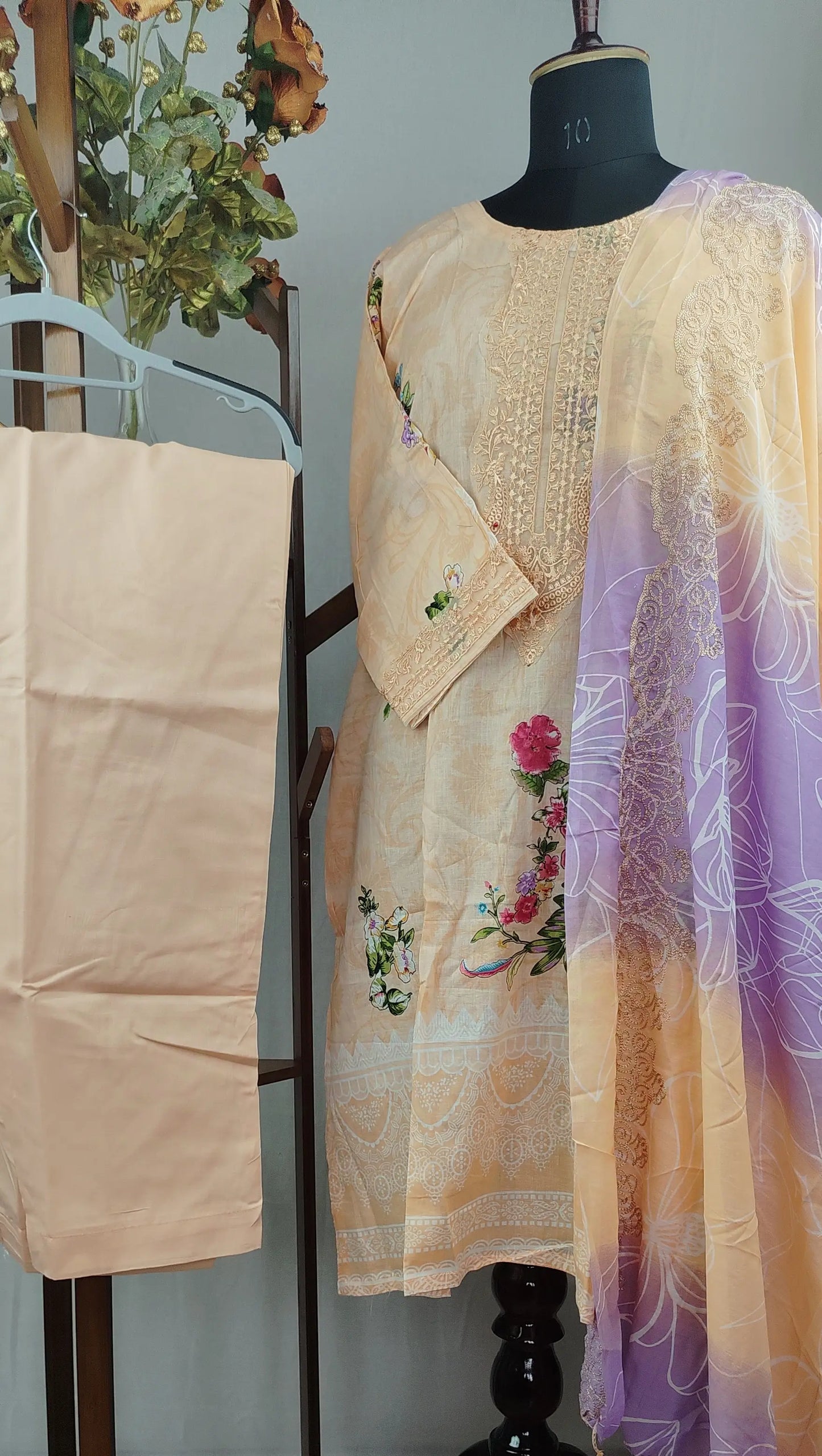 Peach Pakistani Embroidered Casual Wear