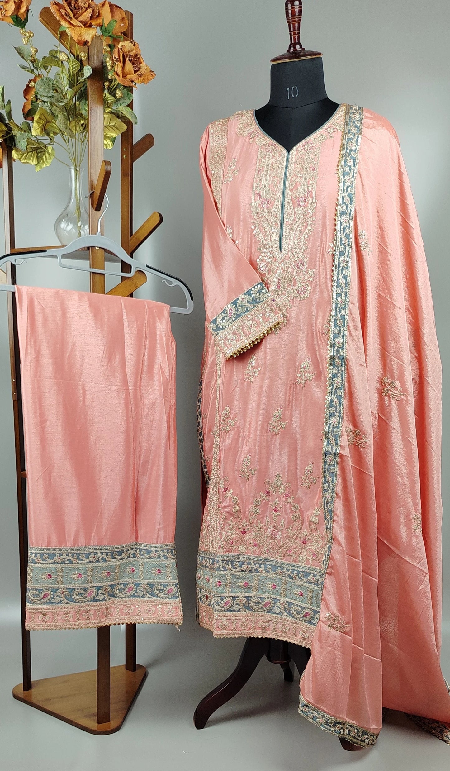 Pink Simar Silk Party Wear Designer Suit