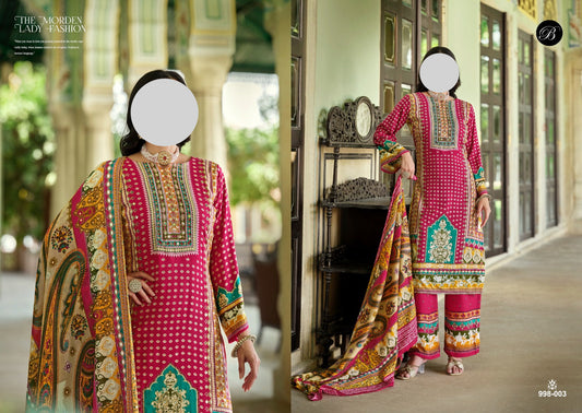 Pink Rajwadi Pure Muslin Mirror Work Suit