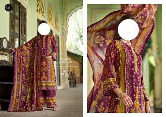 Dark Rani Pink Rajwadi Pure Muslin Mirror Work Suit