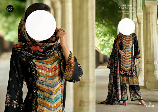 Black Rajwadi Pure Muslin Mirror Work Suit